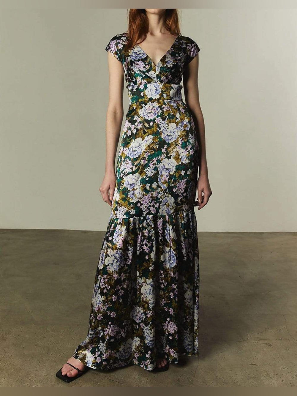 Christy Lynn Aria Silk Dress 2 Degas Floral Maxi Length Luxury Boutique